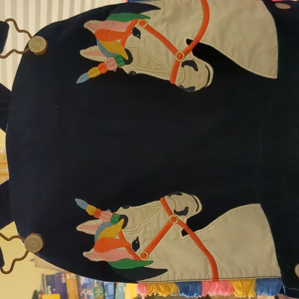 Mini boden girls unicorn overalls